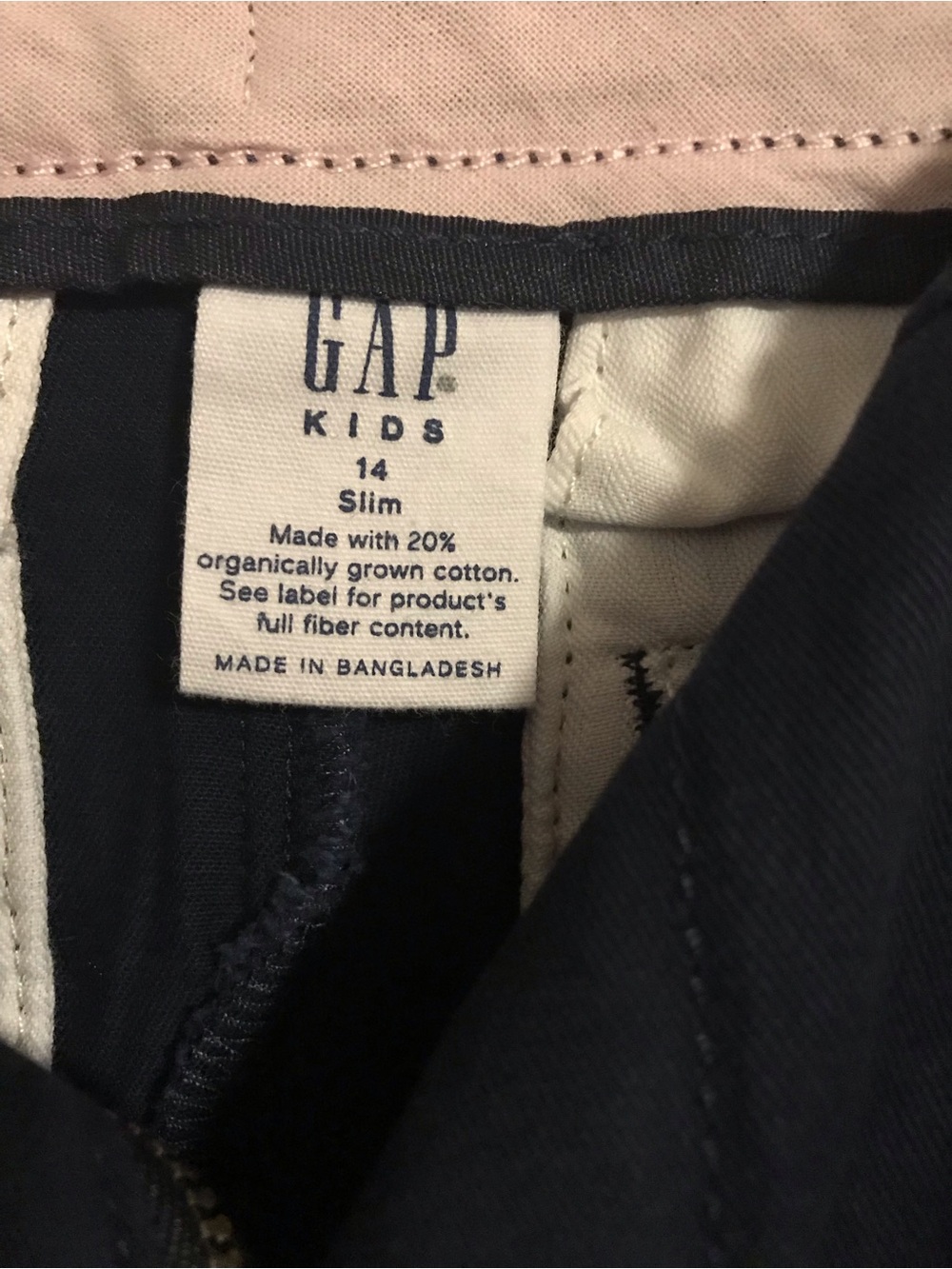 GAP Kids Navy Flat-Front Chino Shorts, Ex 14 Slim - Picture 2 of 3